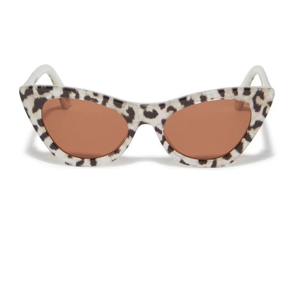 Lele Sadoughi Leopard Cat-eye UV Sunglasses Gold Logo - Picture 3 of 15